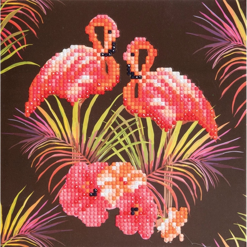 CRYSTAL ART  - Ca Card - Flamingos
