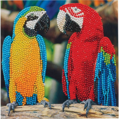 CRYSTAL ART  - Ca Card - Parrot Friends
