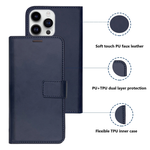 XCRS Folio Magnetic Wallet Cover, PU Leather Pouch with Card Slot and Stand Case for iPhone 14 Pro Max