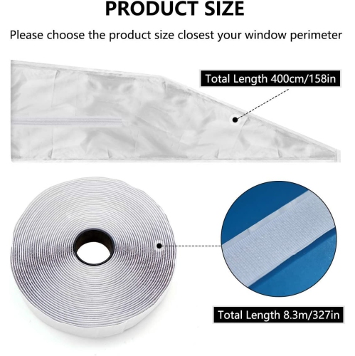 Gulrear Portable AC Window Seal, Window Seal For AC Unit, Air Conditioner Window Kit White 400CM/158Inch