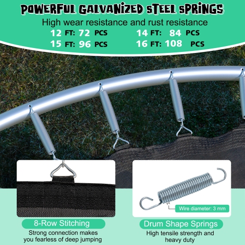 Gymax 12/14/15/16FT Recreational Trampoline w/ Inner Enclosure Net Basketball Hoop Ladder