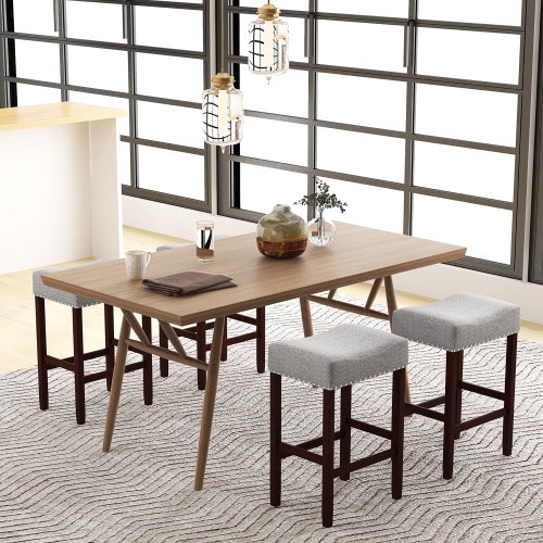 Gymax Set of 4 Bar Stools Counter Height Saddle Kitchen Chairs w/ Wooden Legs