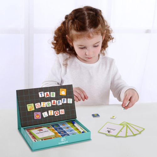 TOOKYLAND Alphabet Learning Magnetic Toy - 151pcs - Spelling and Writing ABC Game with Letter Magnets and Flashcards, for Preschool Kids and Toddlers