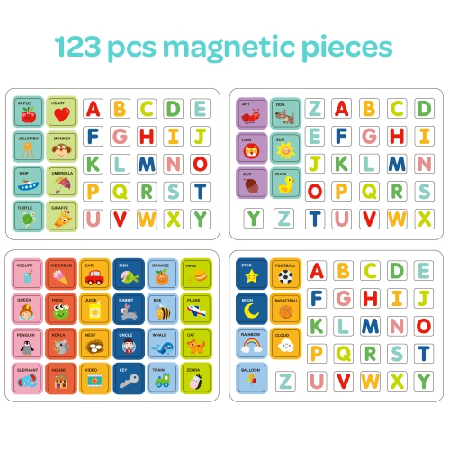 TOOKYLAND Alphabet Learning Magnetic Toy - 151pcs - Spelling and Writing ABC Game with Letter Magnets and Flashcards, for Preschool Kids and Toddlers