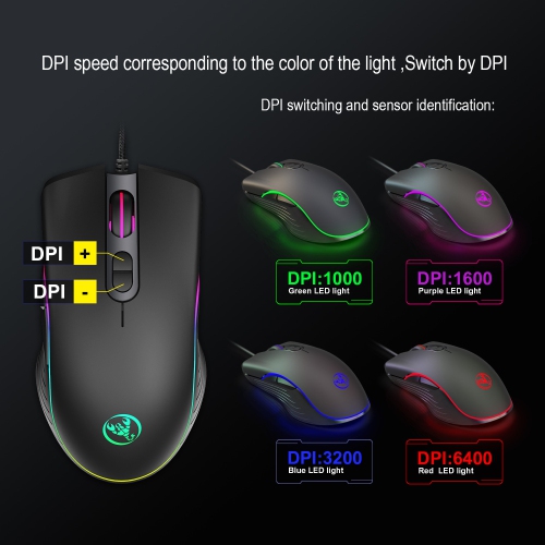 SuperShield A867 RGB luminous gaming mouse wired programming mouse four-speed DPI Adjustable, Comfortable Grip Gamer Mice