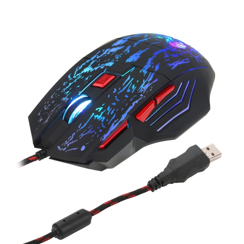 SUPERSHIELD  Gaming Mouse 5-Level 1000-5500Dpi PC Wired Mouse With Breathing Lights Ergonomic Hxsj Gamer Mice