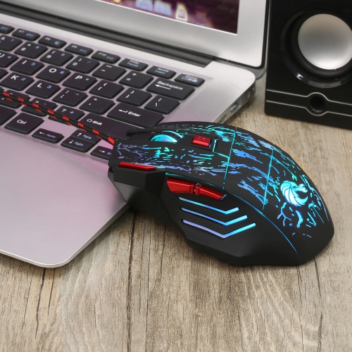 SuperShield Gaming Mouse 5-Level 1000-5500DPI PC Wired Mouse with Breathing Lights Ergonomic HXSJ Gamer Mice