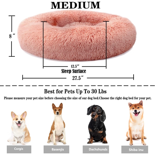 ISTAR Round Pet Bed Washable Plush Sleeping Bed For Puppy Cats Dog Pets etc