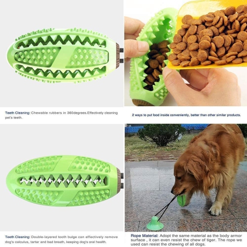 Multifunction Chew Toys for Cleaning Teeth,Self Playing Treat Ball with Suction Cup Food Dispensing for Dog Puppy