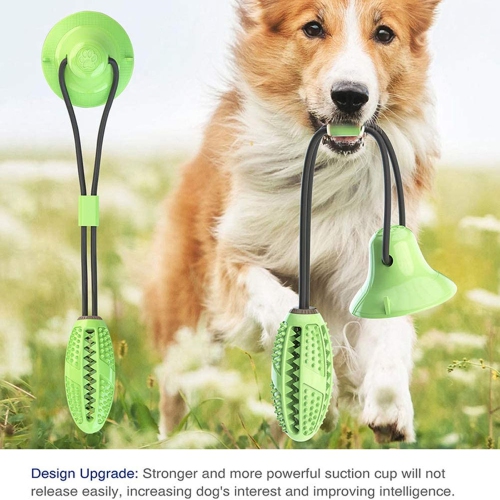 Multifunction Chew Toys for Cleaning Teeth,Self Playing Treat Ball with Suction Cup Food Dispensing for Dog Puppy