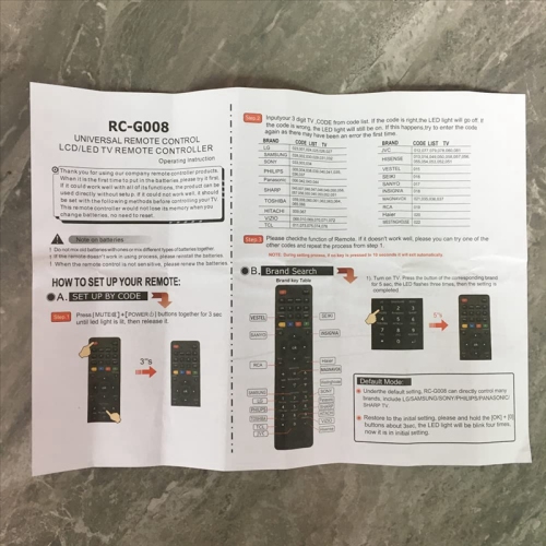 Universal TV Remote Control RC-G008 Fit for Samsung, Sony, LG,Philips, Sharp, Sanyo, Hisense, Panasonic, Insignia, Toshiba, Hitachi, TCL Smart TVs