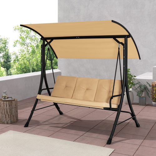 Gymax 3 Person Patio Porch Swing Outdoor Swing Chair w Cushions Adjustable Canopy Best Buy Canada