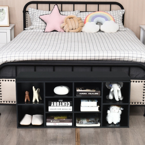 Gymax Entryway Padded Shoe Storage Bench 10-Cube Organizer Bench Adjustable