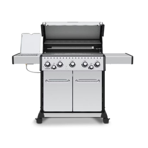 Broil King Baron S590 PRO IR 50 000 BTU Barbecue au gaz propane à 5 brûleurs avec brûleur latéral infrarouge et rôtissoire