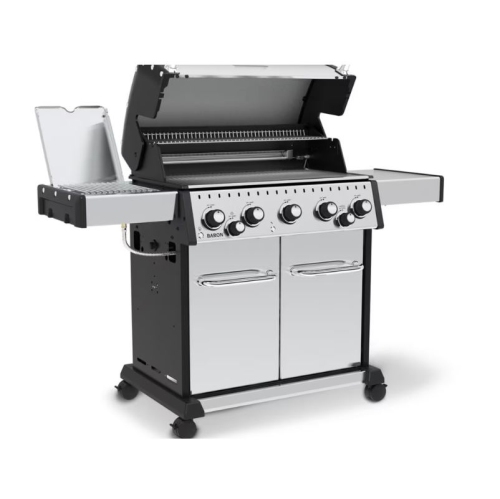 Broil King Baron S590 PRO IR 50 000 BTU Barbecue au gaz propane à 5 brûleurs avec brûleur latéral infrarouge et rôtissoire