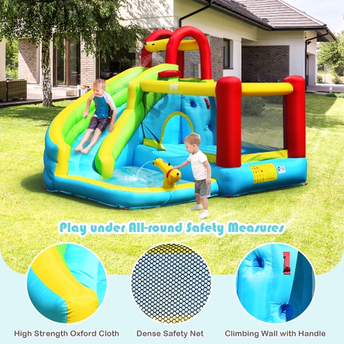 Costway Inflatable Kids Water Slide Jumper Bounce House Splash Water Pool with 550W Blower