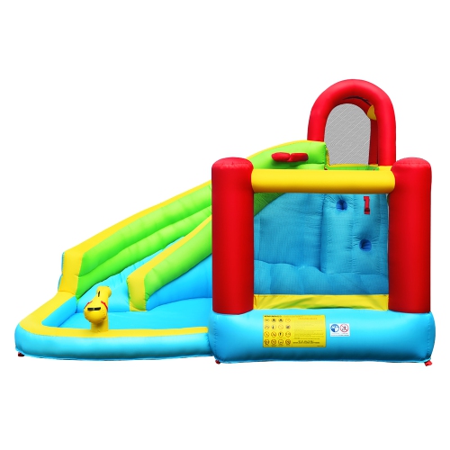 Costway Inflatable Kids Water Slide Jumper Bounce House Splash Water Pool with 550W Blower