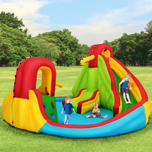 Costway Kids Inflatable Water Slide Bounce Park Splash Pool with Water Cannon & 550W Blower