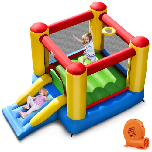 COSTWAY  Inflatable Bouncer Kids Slide Bounce House for Indoor Outdoor With 350W Blower