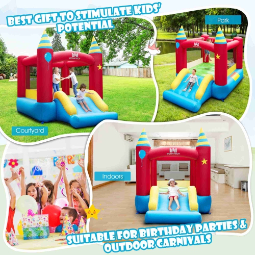 Costway Inflatable Bounce Castle Kids Jumping Bouncer Indoor Outdoor with 550W Blower