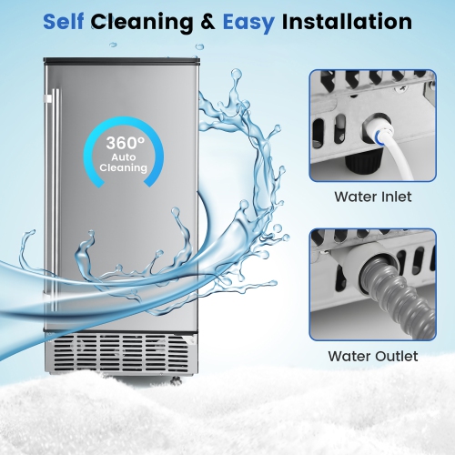 Costway Ice Maker Free-Standing/Under Counter Machine 80lbs/Day with External Drain Pump
