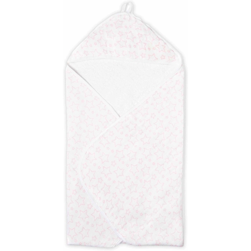 TENDER TYME  Necessities By Muslin & Terry Cotton Hooded Towel - Stars In Pink