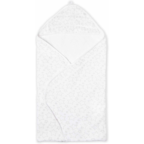 TENDER TYME  Necessities By Muslin & Terry Cotton Hooded Towel - Stars In Grey