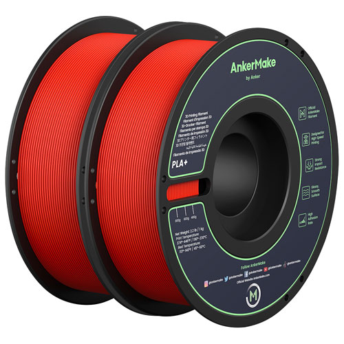 Ankermake Printing 2.7kg PLA+ Filament - 2 Pack - Red