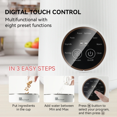 ByOrient – machine multifonctionnelle de NutMilk pour préparer du lait d’amande maison, du lait de soya, du lait d’avoine, du lait de noix de cajou,