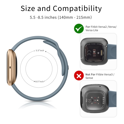 Paquet de 4 bracelets en silicone compatibles avec les Versa 2, Versa, Versa Lite, Versa se de Fitbit, bracelets sport souples de rechange classiques