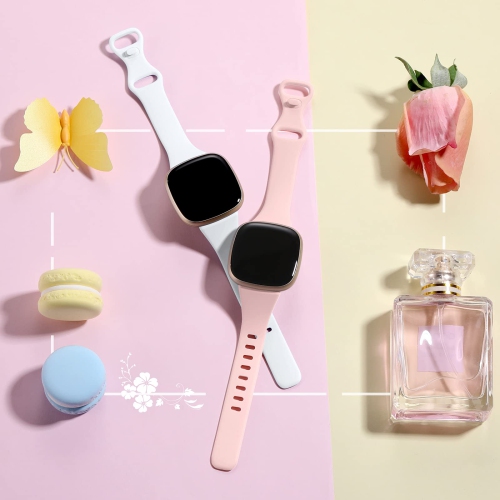 Getino Compatible with Fitbit Sense 1/2 Versa 3/4 Bands for Women Men, Flexible Thin Soft Silicone Replacement Strap Slim Band for Fitbit Versa 3/4