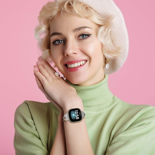 Bling Bands Compatible with Fitbit Versa 3 Bands/Versa 4/Sense Bands/Sense 2 Bands, Dressy Metal Bands Wristbands Versa 3 Band Strap Bracelet for