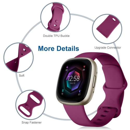 6 bracelets compatibles avec les bracelets Sense et Versa 3 de Fitbit pour femmes, bracelets sport souples classiques en TPUR pour Versa 4/Sense