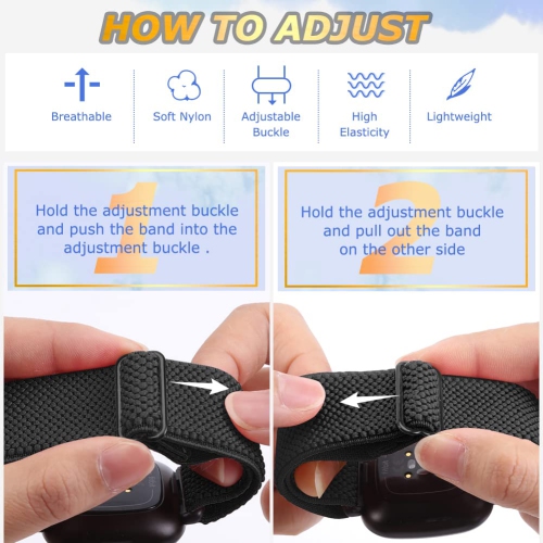 Bracelet élastique compatible avec les montres Versa 4, Sense 2, Versa 3, Sense de Fitbit, bracelet élastique nylon souple et accessoires de