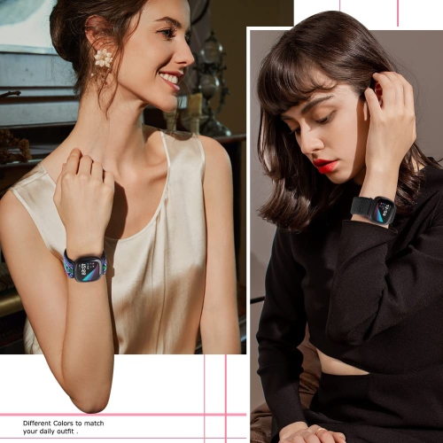 Bracelet élastique compatible avec les montres Versa 4, Sense 2, Versa 3, Sense de Fitbit, bracelet élastique nylon souple et accessoires de