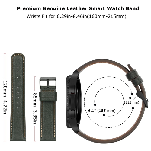 Tasikar 20mm Leather Bands Compatible with Samsung Galaxy Watch 4/Watch 5/Watch 5 Pro Band, Premium Genuine Leather Replacement Bracelet Strap