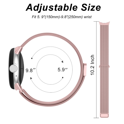 Metal Band Compatible with Google Pixel Watch Bands for Women Men, Stainless Steel Mesh Loop Adjustable Wristband Replacement Strap for Google Pixel
