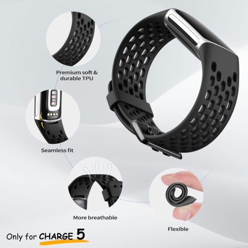 Bracelets rechange pour femmes, bracelet respirant et étanche charge 5 Fitbit pour accessoires moniteur d’activité charge 5, paq. 3