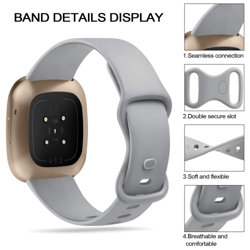 4 Pack Silicone Bands for Fitbit Sense 2/Sense/Versa 3/Versa 4 Bands Women Men, Soft Sport Bands Replacement Wristbands for Fitbit Sense & Sense