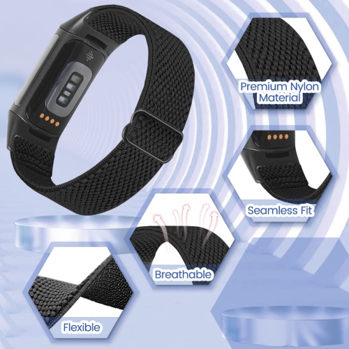 Lot de 3 bracelets élastiques, respirant. Compatibles bracelet charge 5 et bracelet sport nylon souple pour femmes