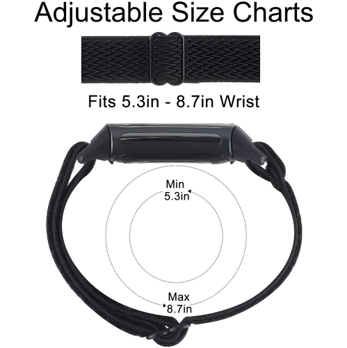 3 Pack Elastic Nylon Bands Compatible for Fitbit Charge 5,Adjustable Breathable Replacement Straps Soft Nylon Loop Wristbands for Women Men