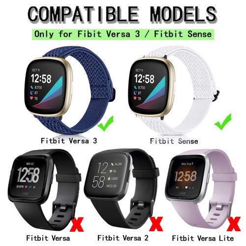 Stretchy Bands Compatible with Fitbit Versa 4/Fitbit Versa 3/Fitbit Sense 2/Fitbit Sense Women Men, Soft Elastic Nylon Loop Strap Adjustable