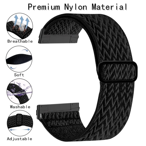 Stretchy Bands Compatible with Fitbit Versa 4/Fitbit Versa 3/Fitbit Sense 2/Fitbit Sense Women Men, Soft Elastic Nylon Loop Strap Adjustable