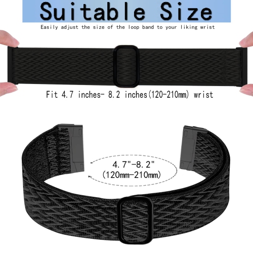 Stretchy Bands Compatible with Fitbit Versa 4/Fitbit Versa 3/Fitbit Sense 2/Fitbit Sense Women Men, Soft Elastic Nylon Loop Strap Adjustable