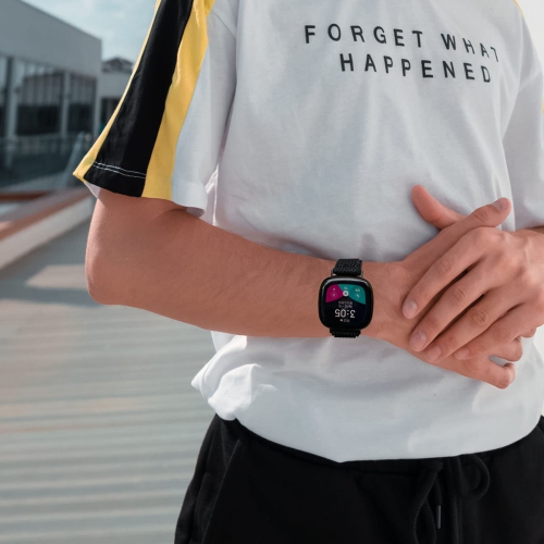 Stretchy Bands Compatible with Fitbit Versa 4/Fitbit Versa 3/Fitbit Sense 2/Fitbit Sense Women Men, Soft Elastic Nylon Loop Strap Adjustable