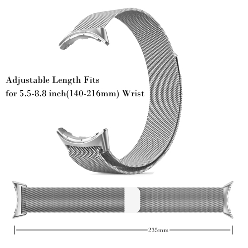 BESIOFO Compatible for Google Pixel Watch Bands with Screen Protector Case,Stainless Steel Mesh Sport Milanese Loop Adjustable No Gap Bracelet for