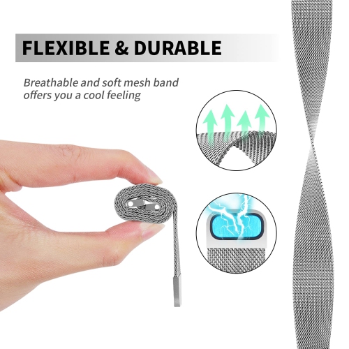 BESIOFO Compatible for Google Pixel Watch Bands with Screen Protector Case,Stainless Steel Mesh Sport Milanese Loop Adjustable No Gap Bracelet for