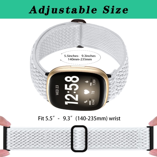 4 Pack Stretchy Bands Compatible with Fitbit Versa 3/Fitbit Versa 4/Fitbit Sense 2/Fitbit Sense Bands Women Men, Adjustable Elastic Soft Loop Nylon