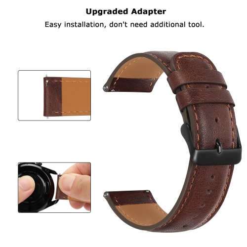 Tasikar 20mm Leather Bands Compatible with Samsung Galaxy Watch 4/Watch 5/Watch 5 Pro Band, Premium Genuine Leather Replacement Bracelet Strap