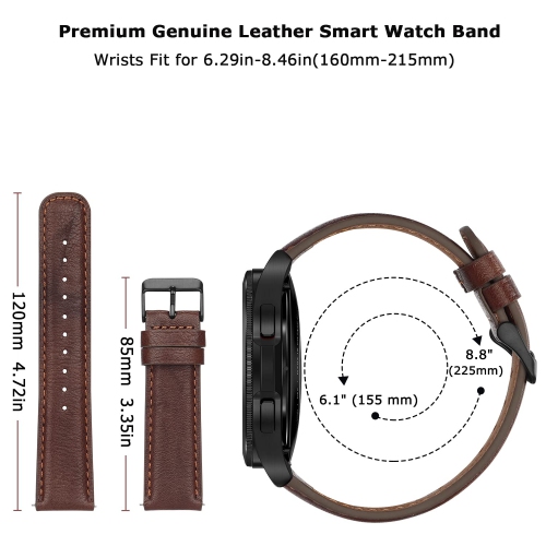 Tasikar 20mm Leather Bands Compatible with Samsung Galaxy Watch 4/Watch 5/Watch 5 Pro Band, Premium Genuine Leather Replacement Bracelet Strap